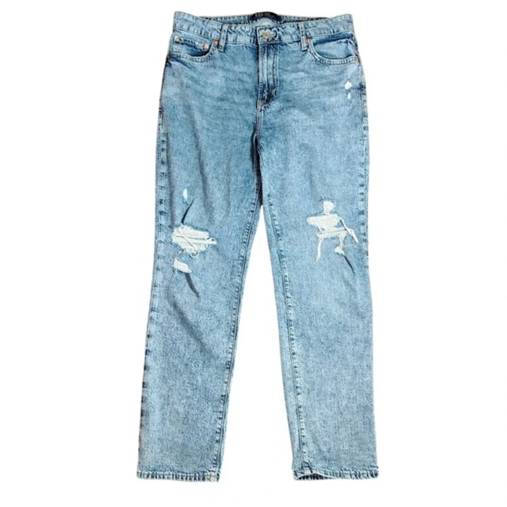 GAP Slim Boyfriend Jeans Light Wash Distressed Denim Women Size 10 30x31 y2k - Picture 1 of 8